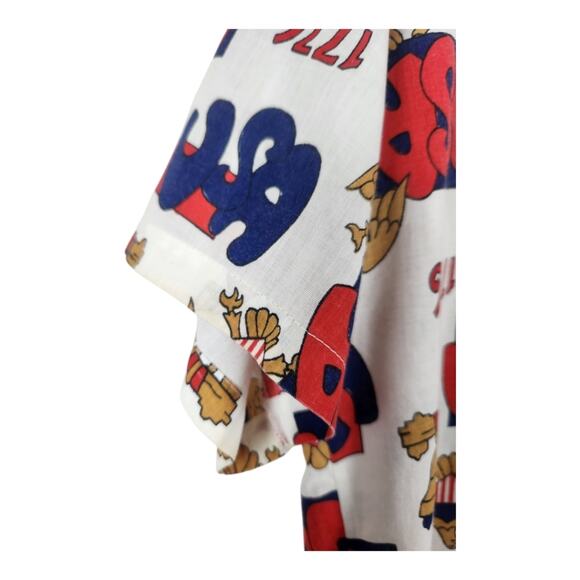 Vintage 70s Kmart USA Patriotic Dagger Collar Button Front Shirt Medium 1776 - Picture 2 of 7